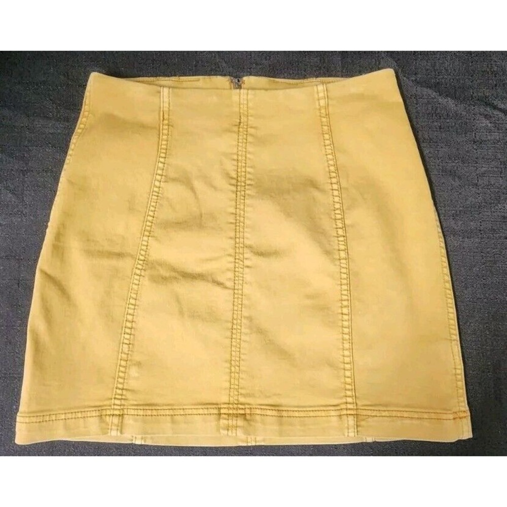 Free People Modern Femme Denim‎ Mini Skirt Size 8 NWOT Mustard Yellow